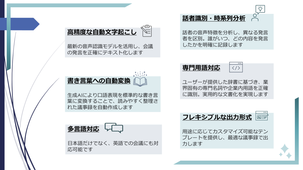 議事録ツールの特長